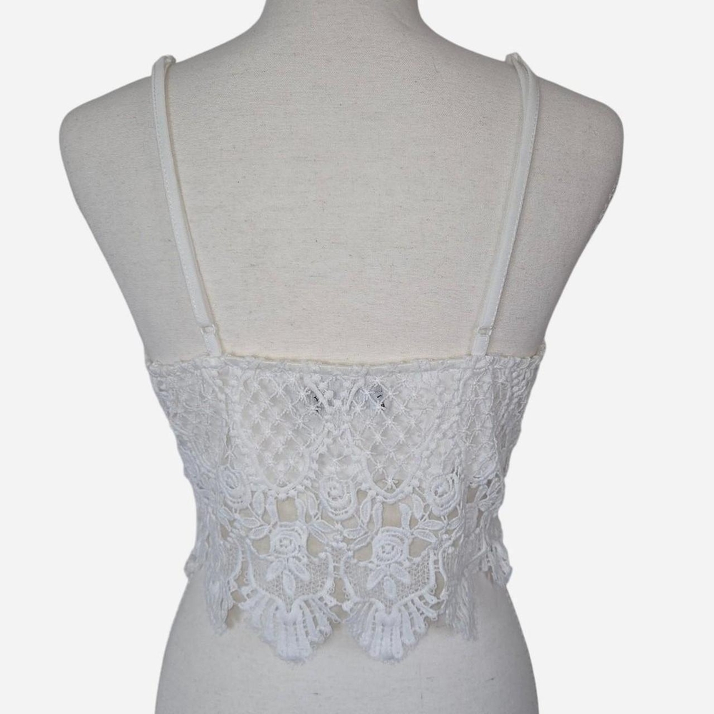 Calle Me Eden white lace crop top with adjustable straps boho festival size M - Picture 4 of 7